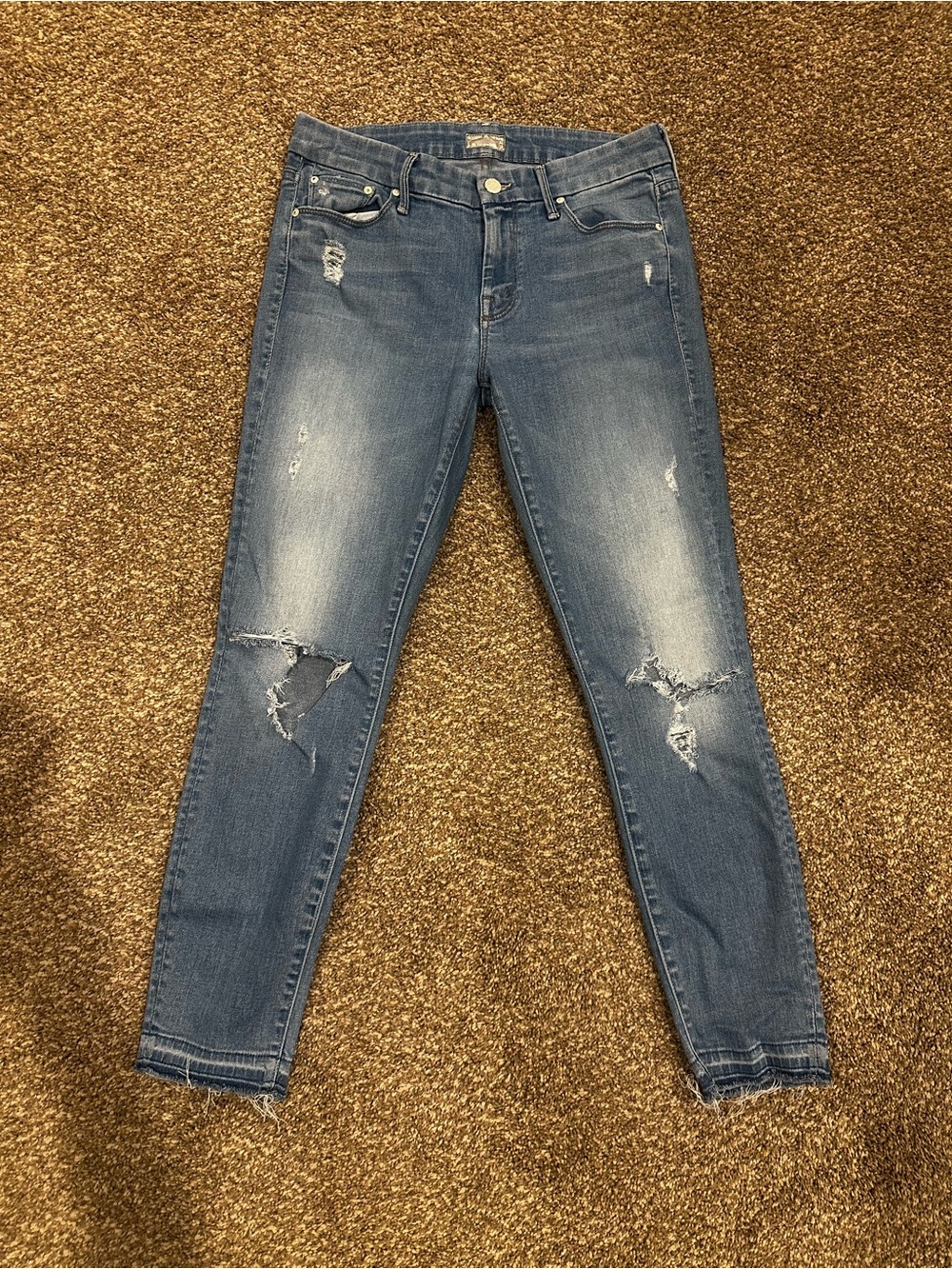28 MOTHER Blue Distressed Skinny Jeans